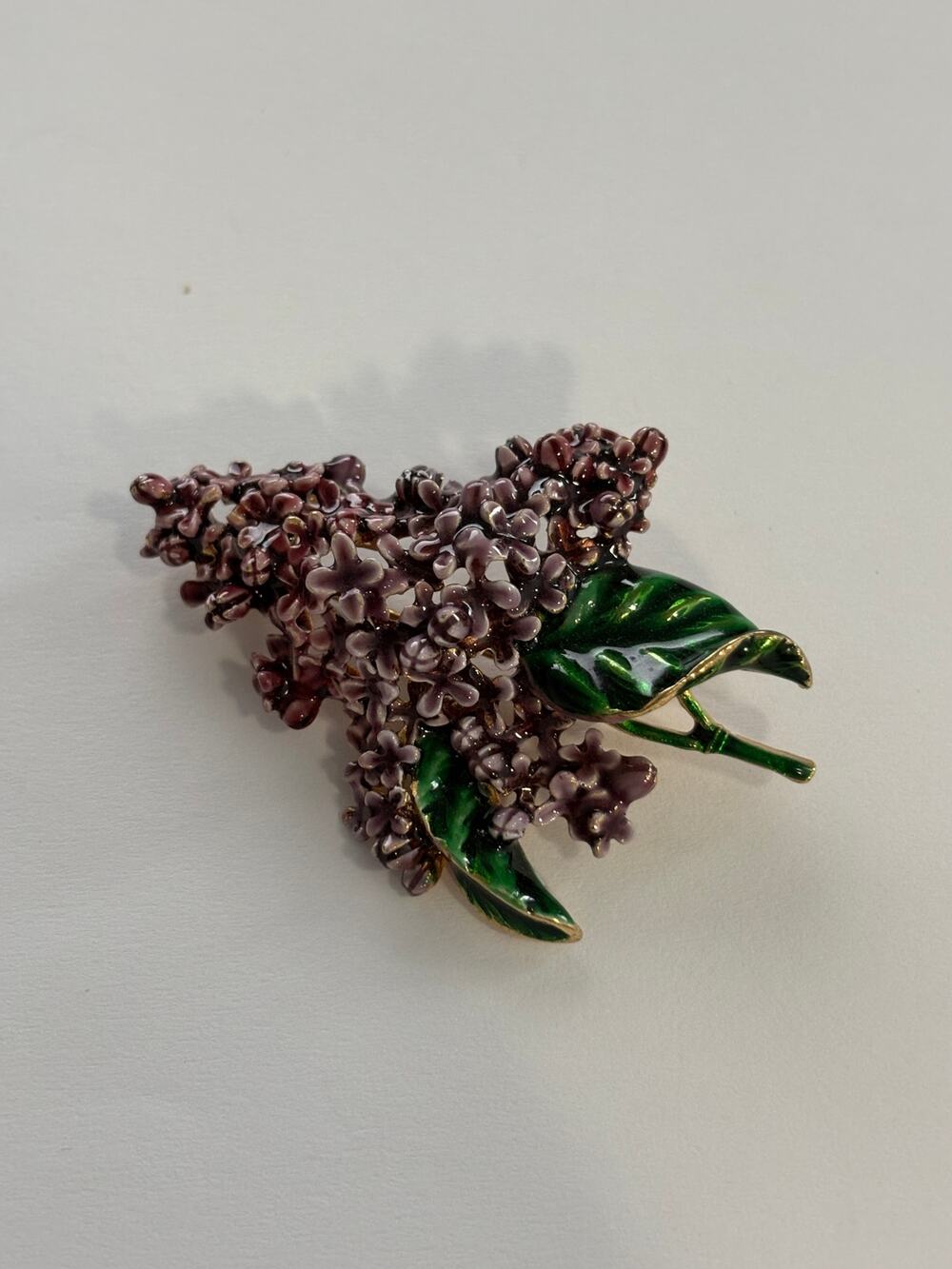 MFA Museum of Fine Arts Purple Lavender Flower Brooch Enamel Pin Signed Vintage